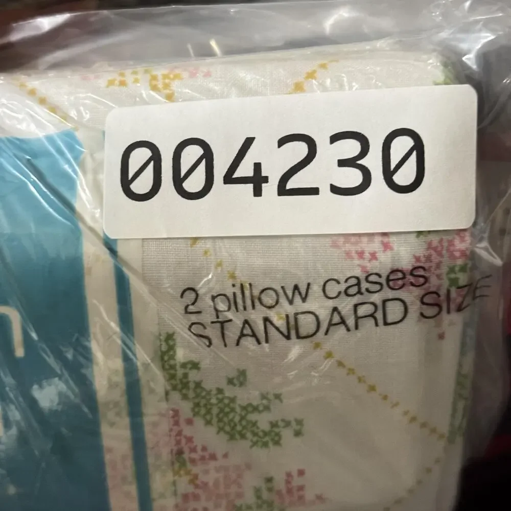 Vintage JCPenney Pillowcases Floral Cross Stitch Print Standard Set Of 2 No Iron
